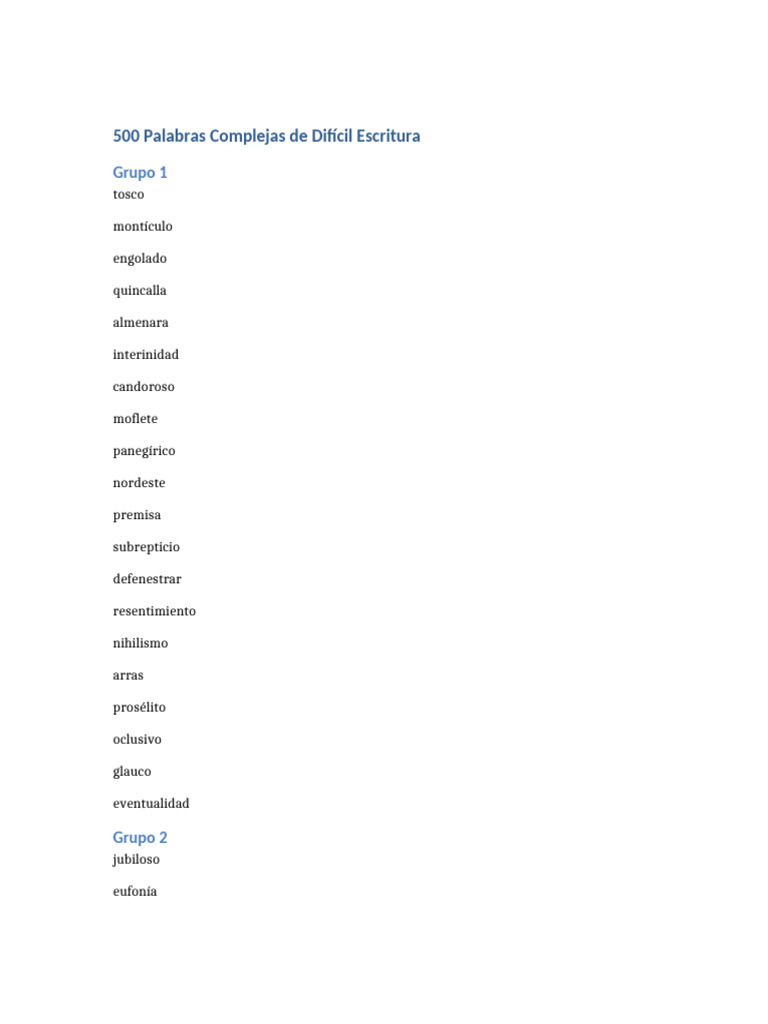 500 Palabras Complejas en Español | PDF