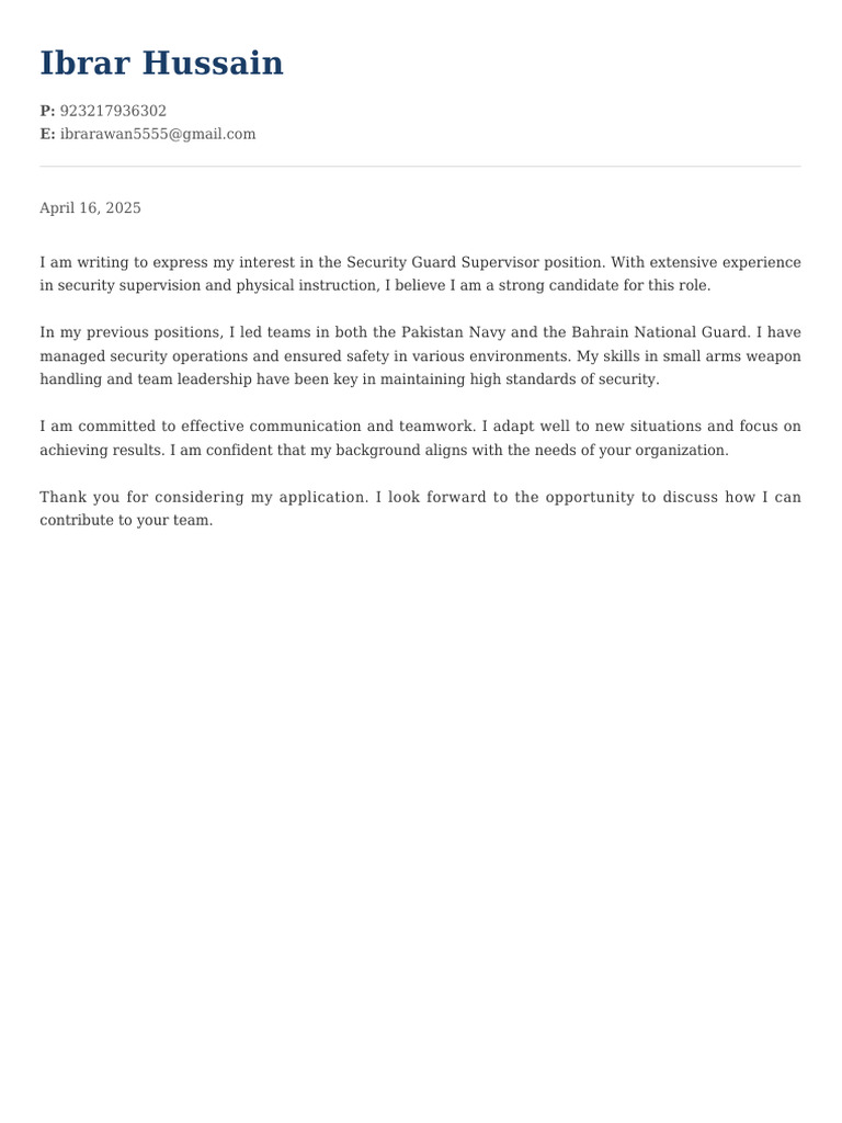 Ibrar Hussain Letter | PDF