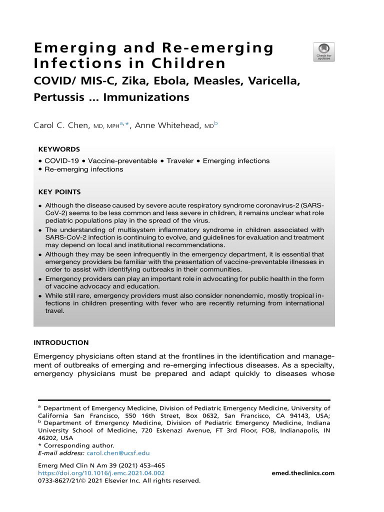Emerging and Re Emerging Infections in Children 20 | PDF | Infection ...
