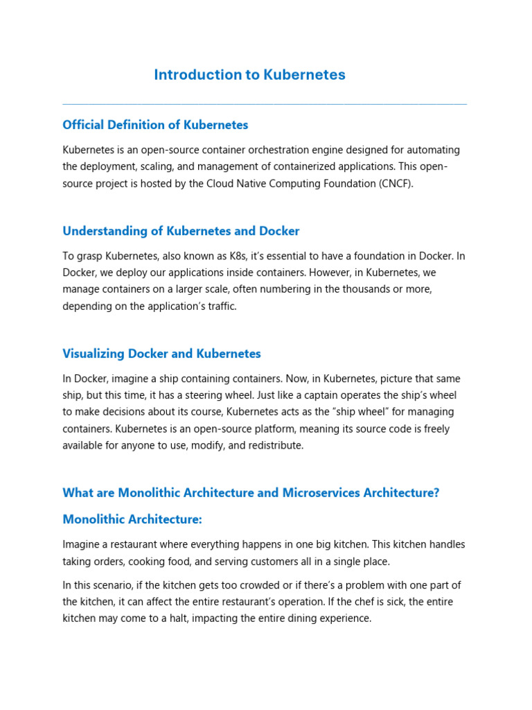 Kubernetes Overview and Architecture Guide | PDF | Computer Cluster ...