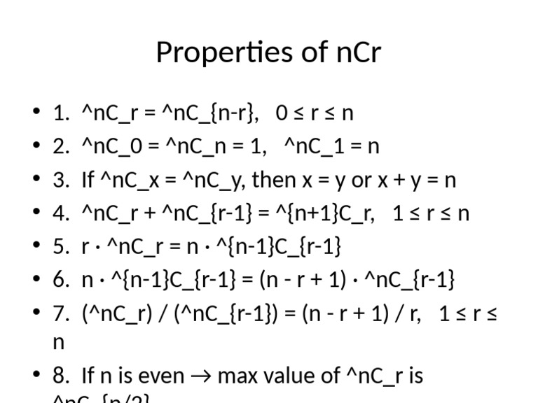 Properties of Binomial Coefficients | PDF