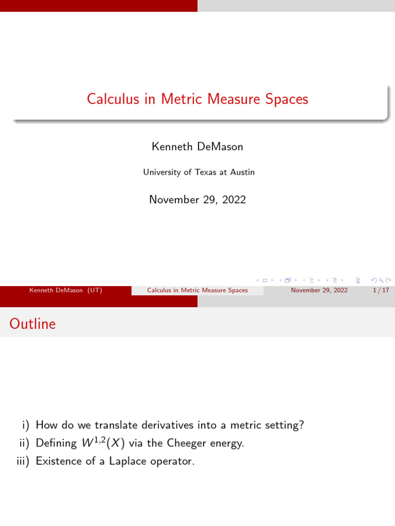 K.demason - Calculus On Metric Measure Spaces | PDF | Function ...