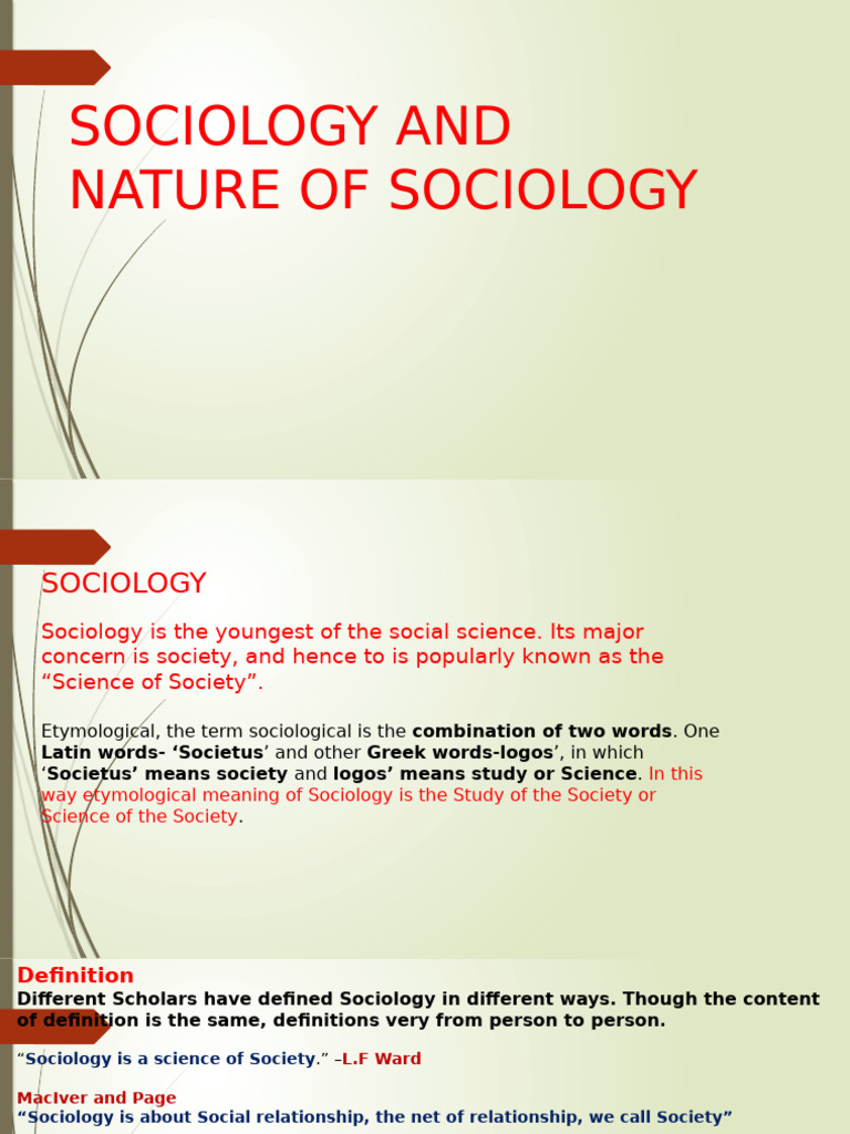 Socl-A-101 Sociology and Nature of Sociology | PDF | Sociology | Science
