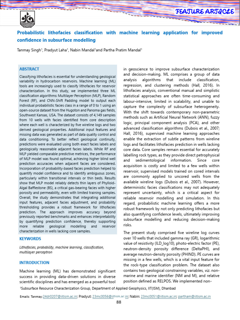 Machine Learning for Lithofacies Classification | PDF | Machine ...