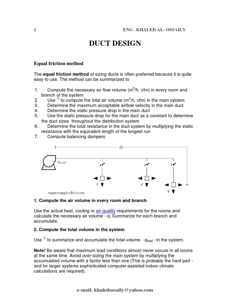 Design and Analysis of Ductwork Systems Using the Equal Friction Method