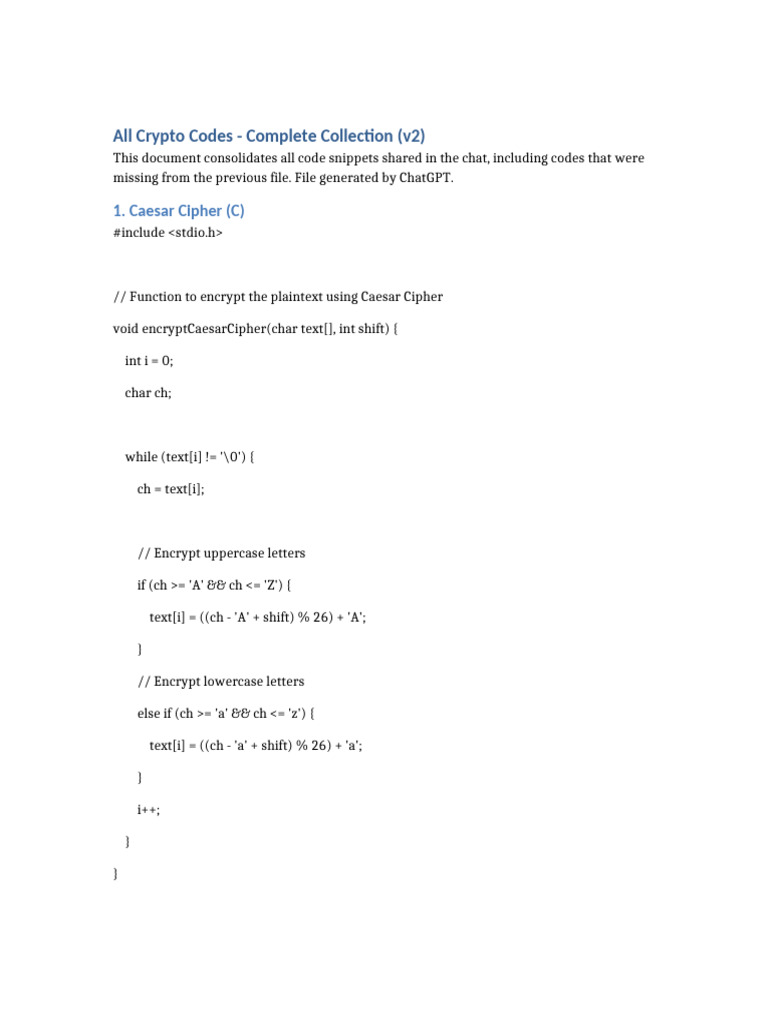 Complete Crypto Code Snippets Collection | PDF | Cryptography | Secure ...
