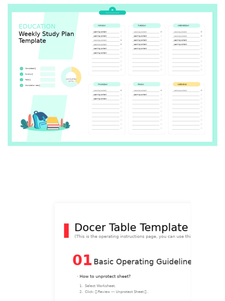 Education: Weekly Study Plan Template | PDF | Computing