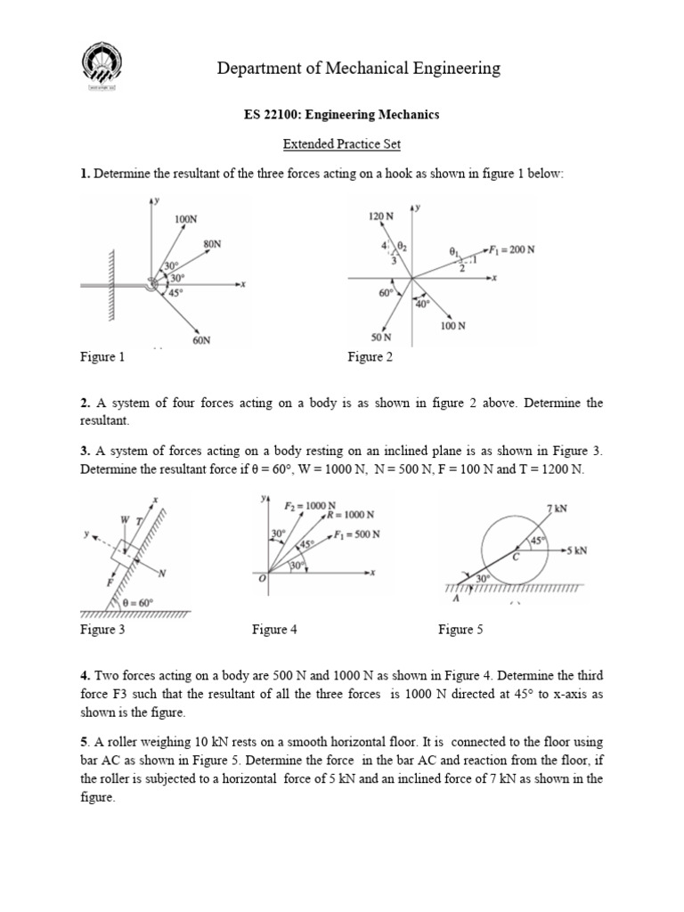 Engineering Mechanics Practice Problems | PDF | Force | Mechanics