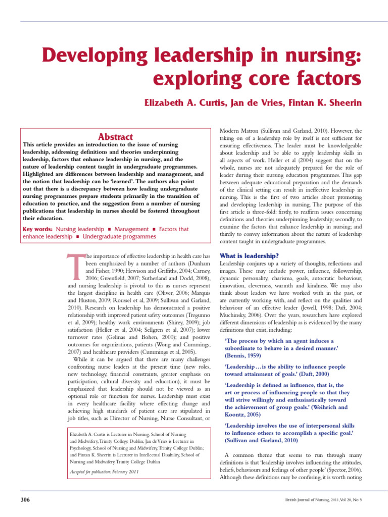 OB5.2011 Curtis Leadership Core Factors BJN (En Anglais) | PDF ...