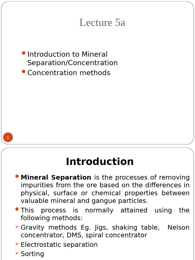 Mineral Separation Techniques Explained | PDF | Physical Sciences ...