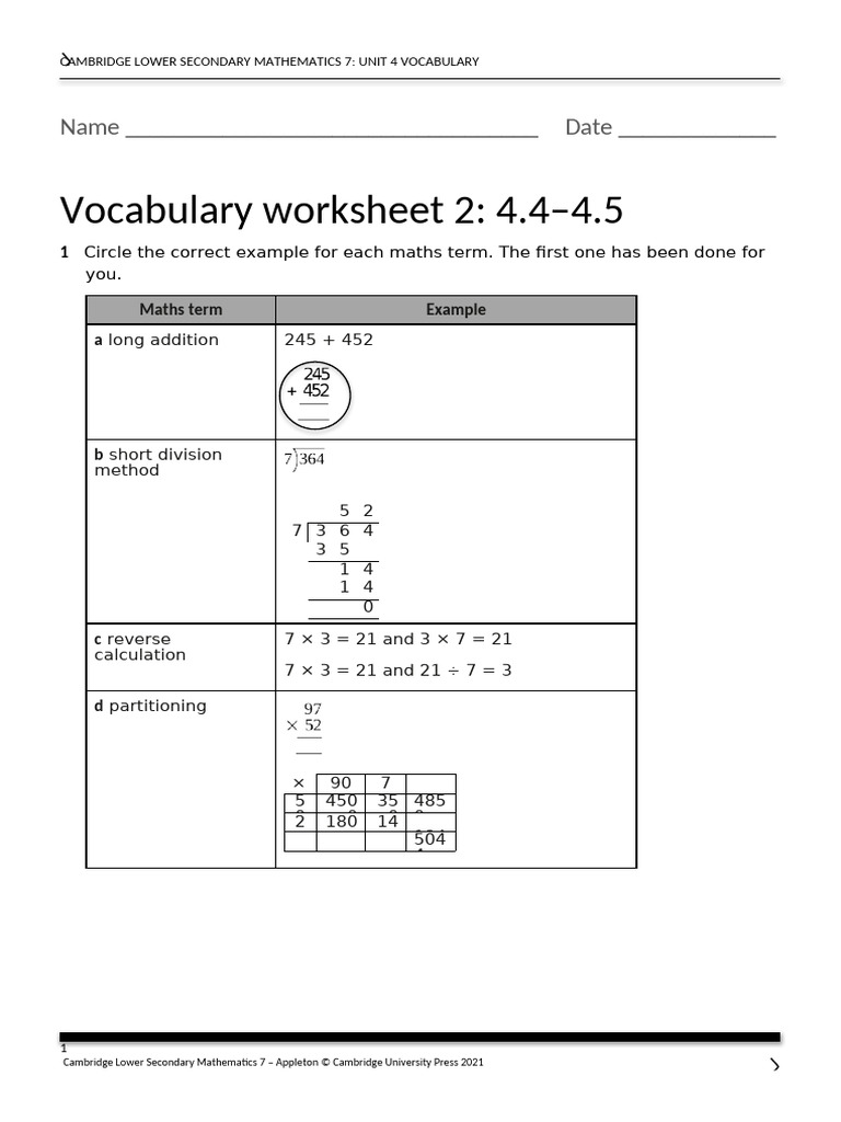 Unit 4 Worksheet 2 4.4-4.5 | PDF | Mathematics | Number Theory