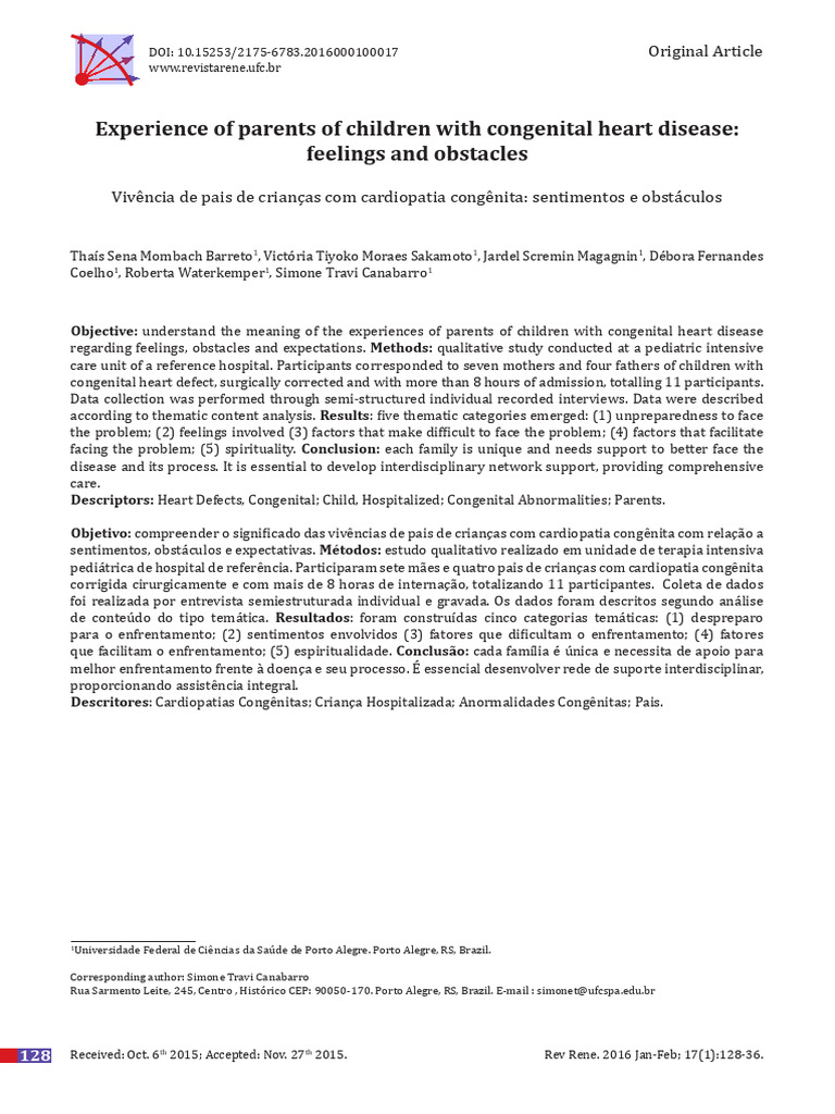 Parents' Experiences with Congenital Heart Disease | PDF | Cardiology ...