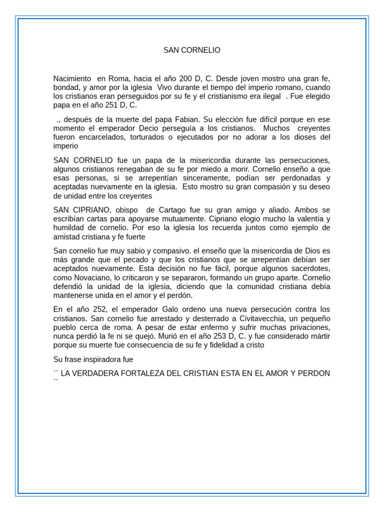 Vida y legado de San Cornelio, Papa mártir | PDF