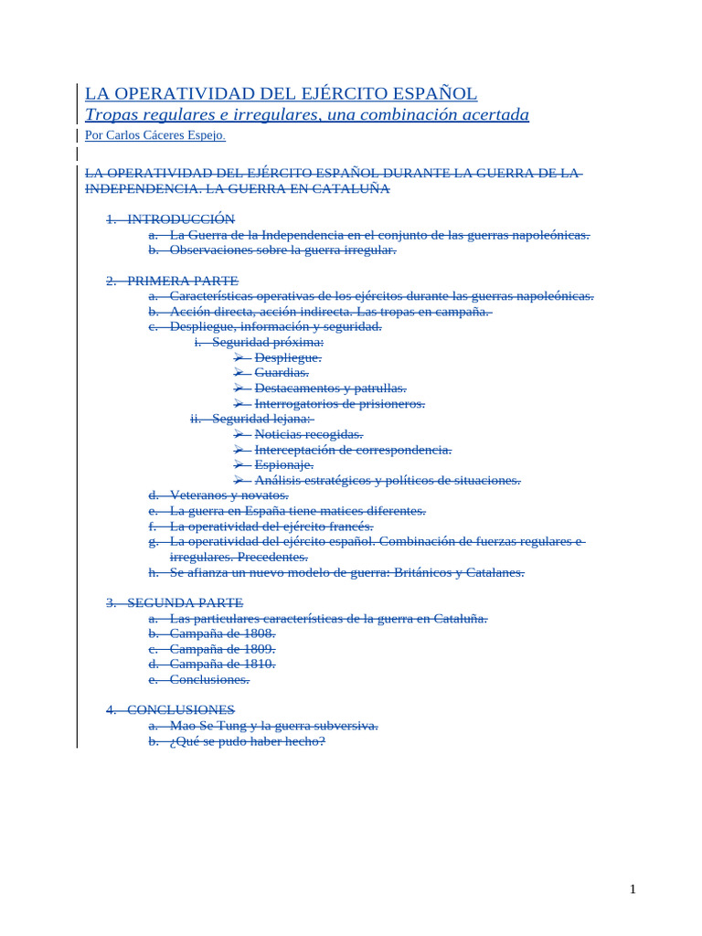 Operatividad del Ejército Español en 1808 | PDF | Guerra peninsular ...