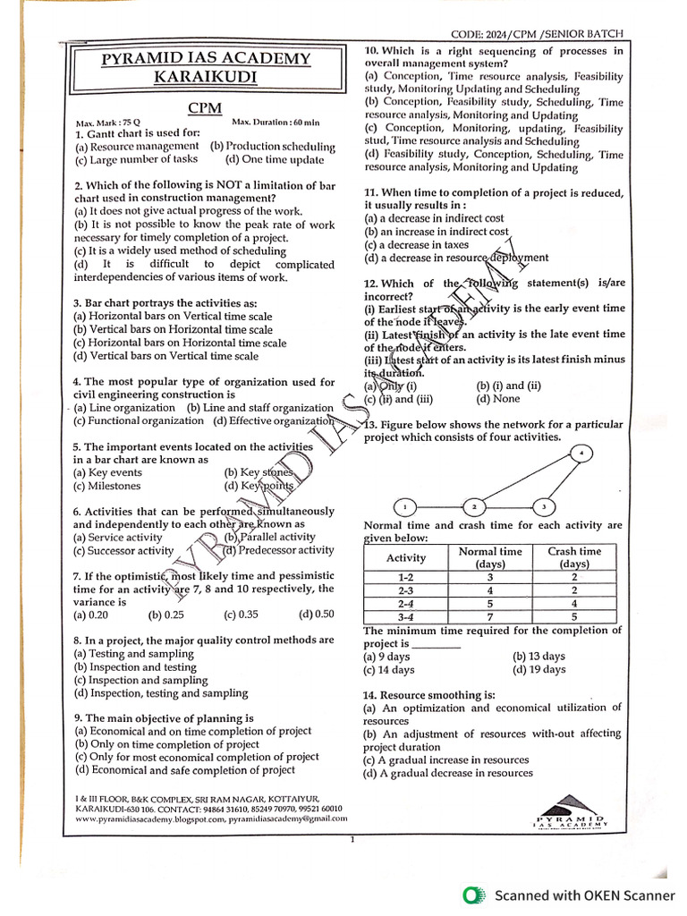 CPM Unit Test | PDF