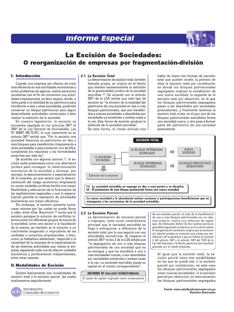 Escision de Sociedades..La Escisión de Sociedades: O Reorganización de ...