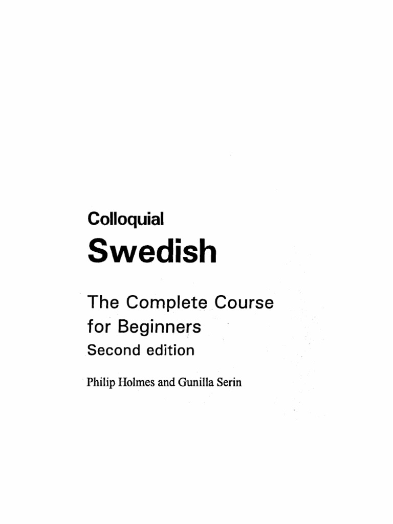 Colloquial Swedish PDF Stress (Linguistics) Grammatical Number bilde
