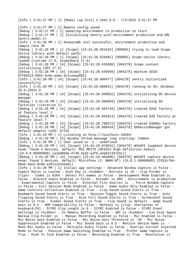 Medal App Initialization Log 3.1042 | PDF | Computing | Computer ...