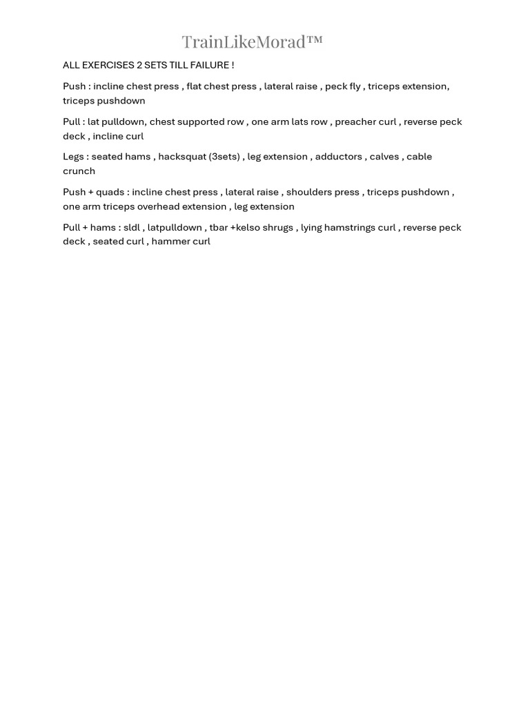 All Exercises 2 Sets Till Failure Amine Canada | PDF