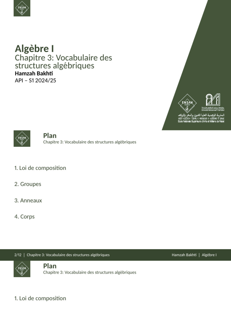 Vocabulaire des structures algébriques | PDF | Anneau (mathématiques ...