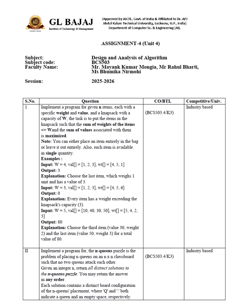 ASSIGNMENT (Unit-04) CSE-AI - 251103 - 112458 | PDF | Computer ...