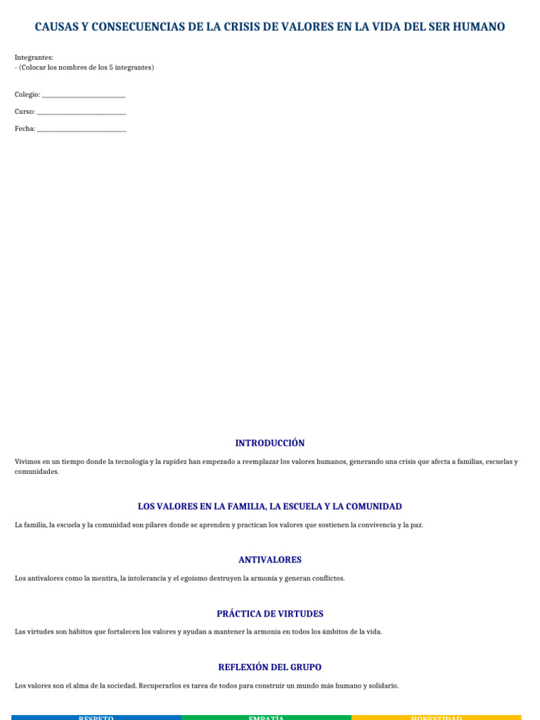 Crisis de Valores en la Sociedad Actual | PDF