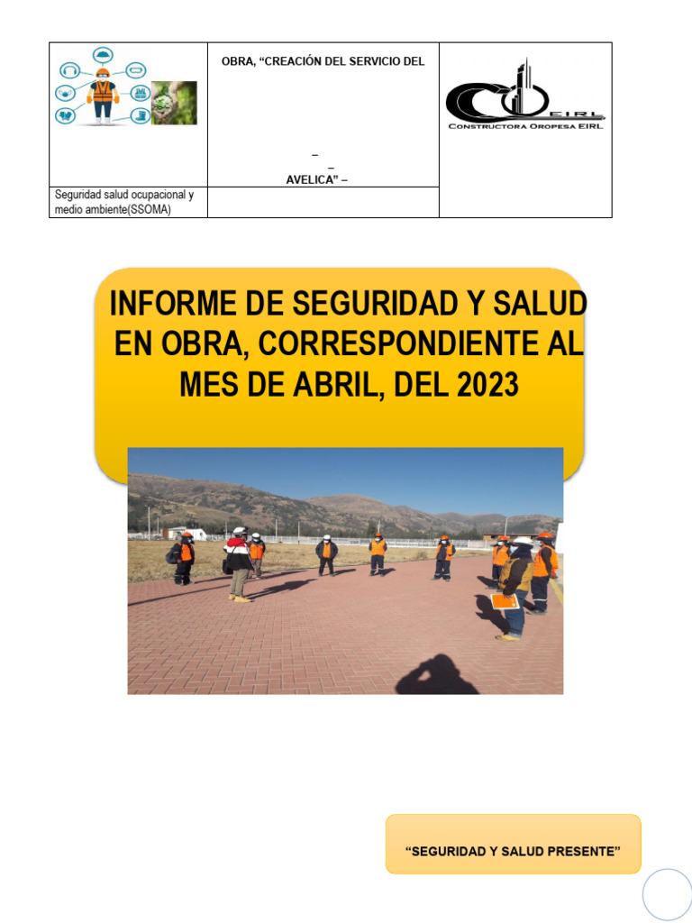 Informe de Seguridad en Obra - Abril 2023 | PDF | Seguridad y salud ...