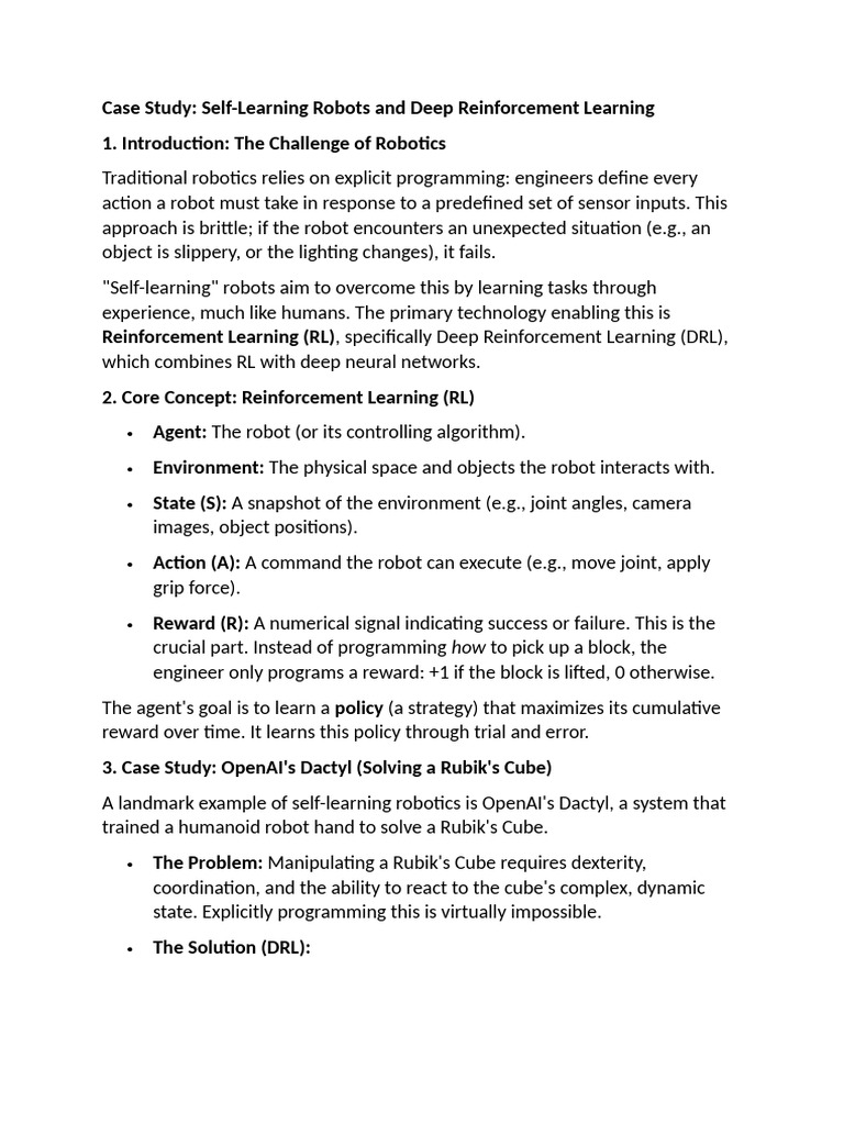 Self-Learning Robots and Deep Reinforcement Learning | PDF | Cognition ...