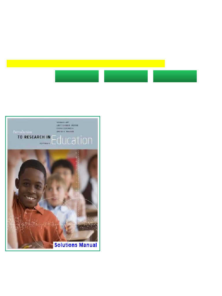 Introduction to Research in Education 9th Edition Ary Solutions Manual ...