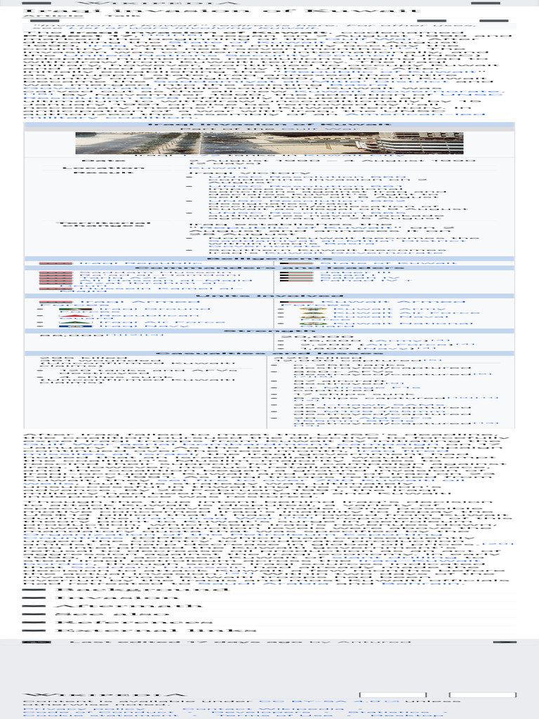 Iraqi Invasion of Kuwait - Wikipedia | PDF | Conflicts | Politics Of ...