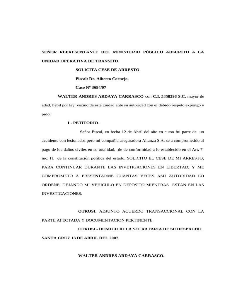 Cese de Arresto | PDF