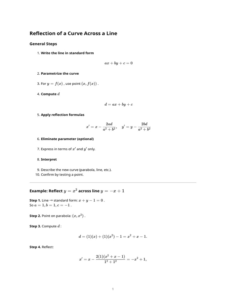Reflecting Curves Across Lines | PDF