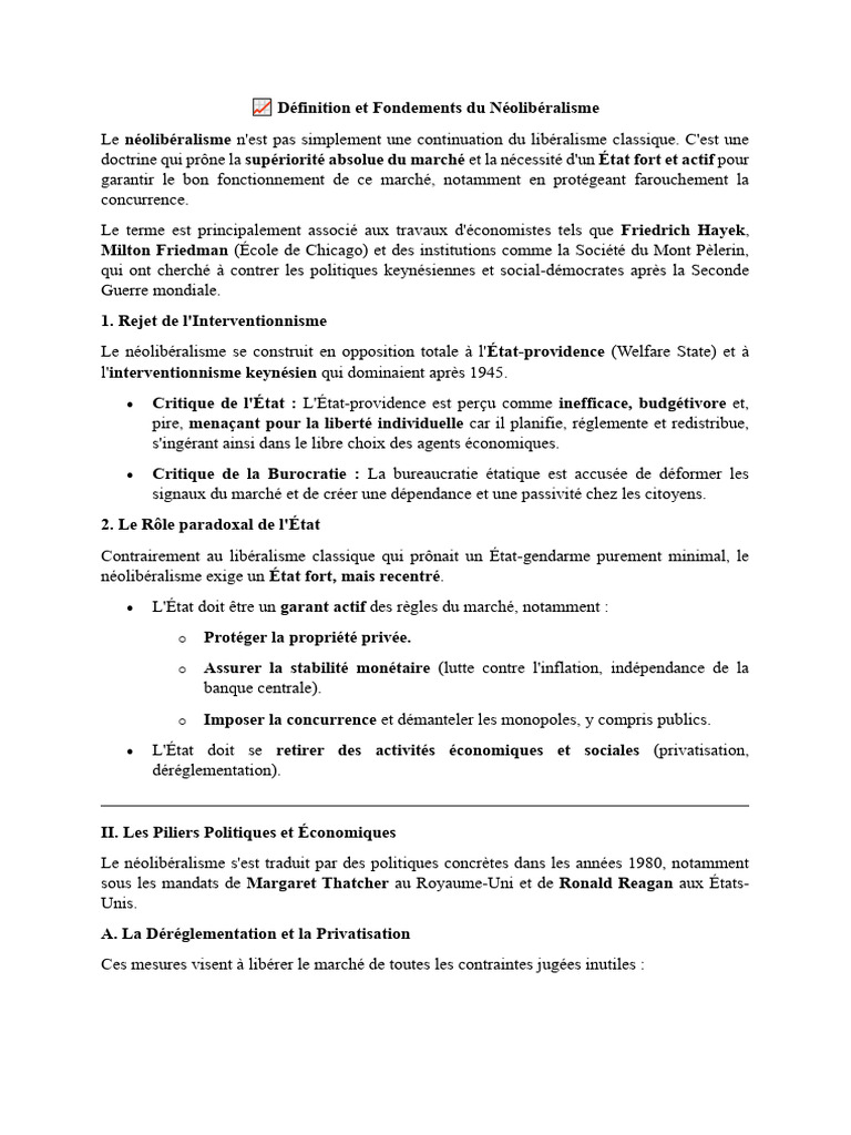 Comprendre le Néolibéralisme Aujourd'hui | PDF | Néolibéralisme | État ...