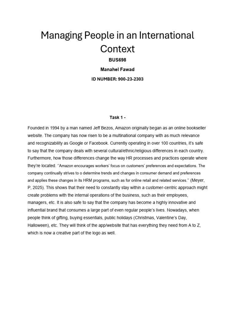 Managing People in an International Context | PDF | Employment | Human ...