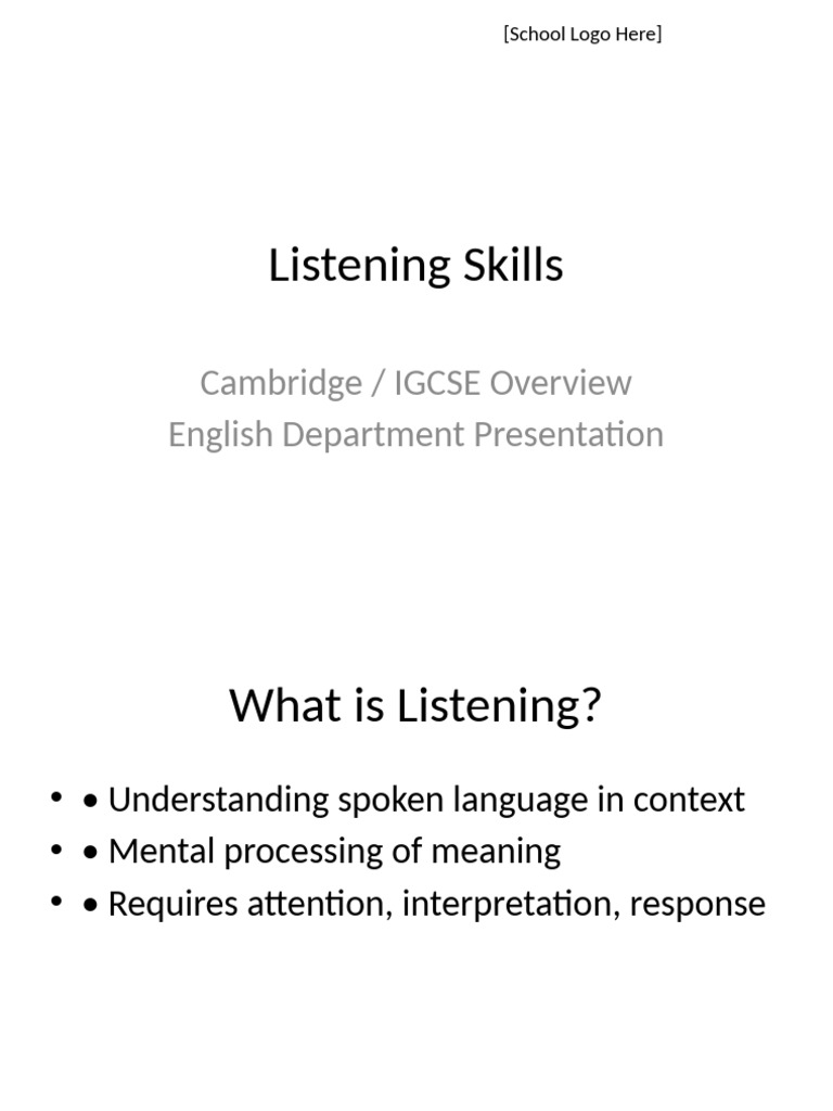 Mastering Listening Skills for IGCSE | PDF