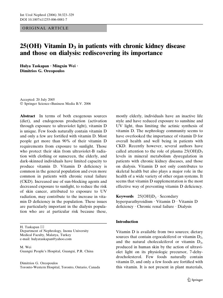25 OH Vitamin D3 in Patients With Chroni | PDF | Vitamin D | Chronic ...