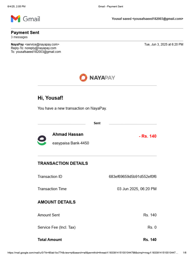 Gmail - Payment Sent | PDF | Gmail | Debit Card