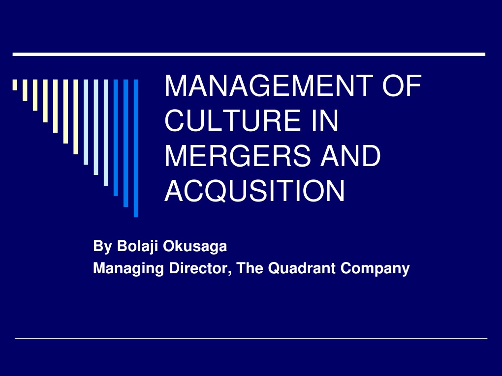 Management of Culture in Mergers and Acqusition | PDF | Mergers And ...