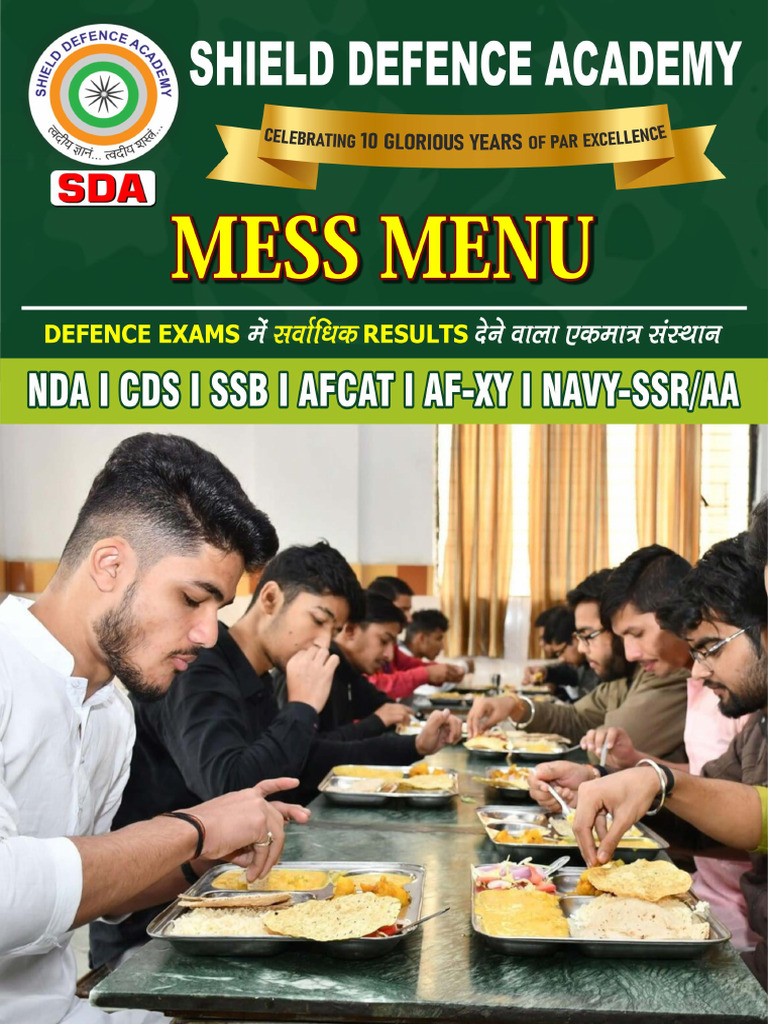 Weekly Mess Menu: Meals Schedule | PDF