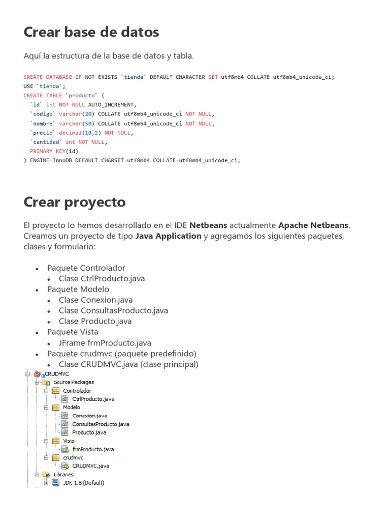 Crear Base de DatosJAVA | PDF | Java (lenguaje de programación) | Mi sql