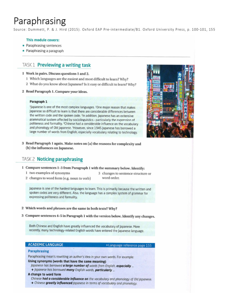 Paraphrasing Worksheet | PDF