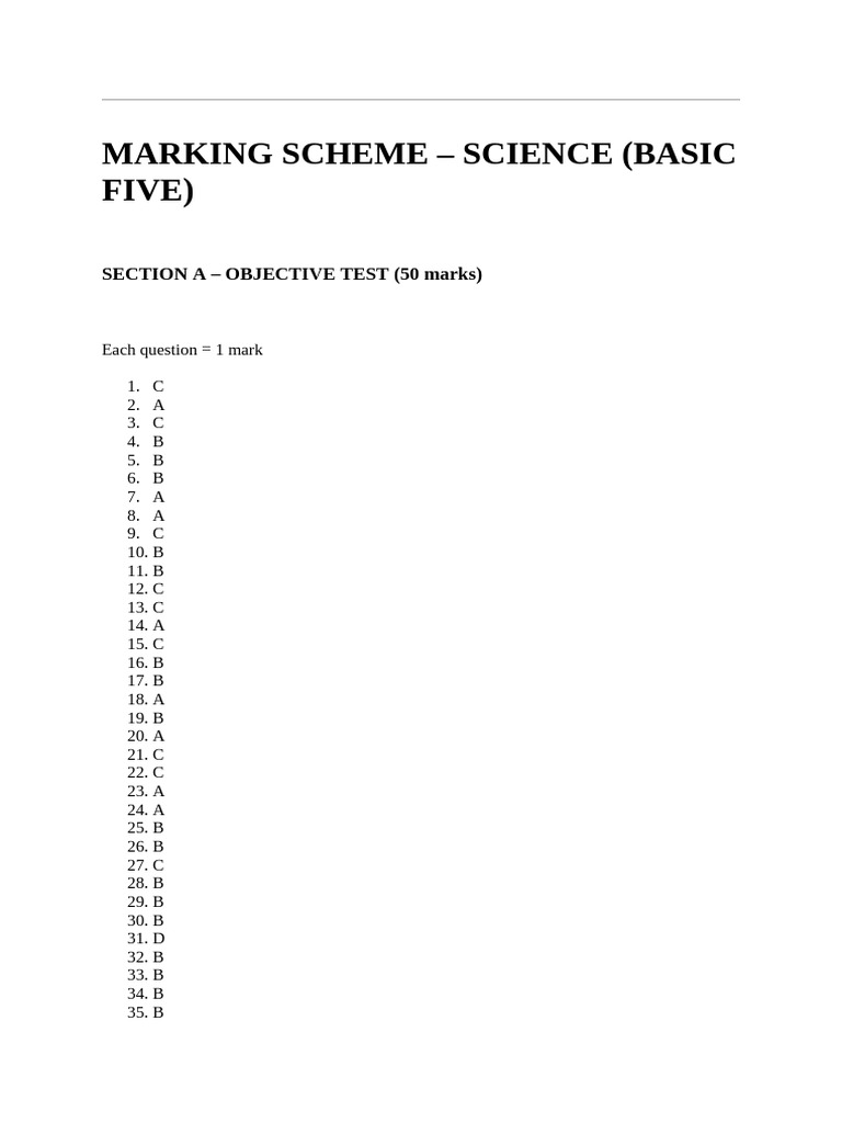 Science Marking Scheme Basic Five | PDF | Precipitation | Climate Change