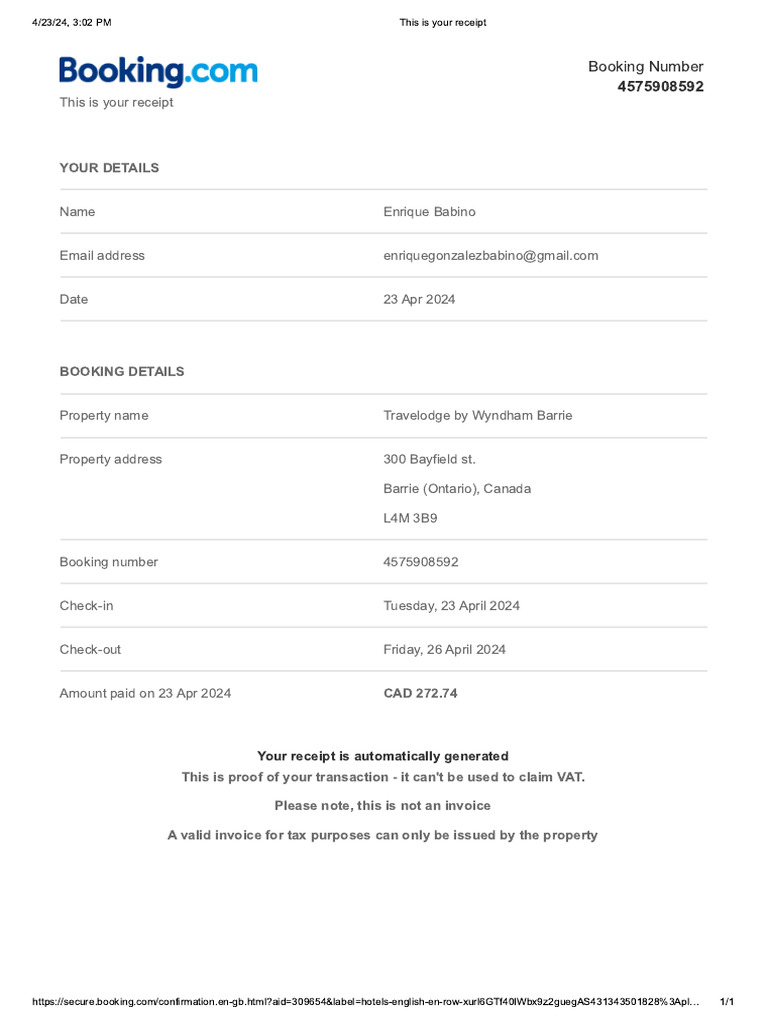 Booking | PDF