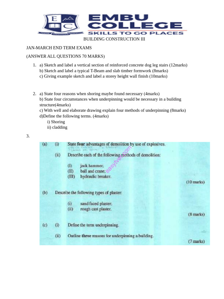 Building Construction III Exam Guide | PDF