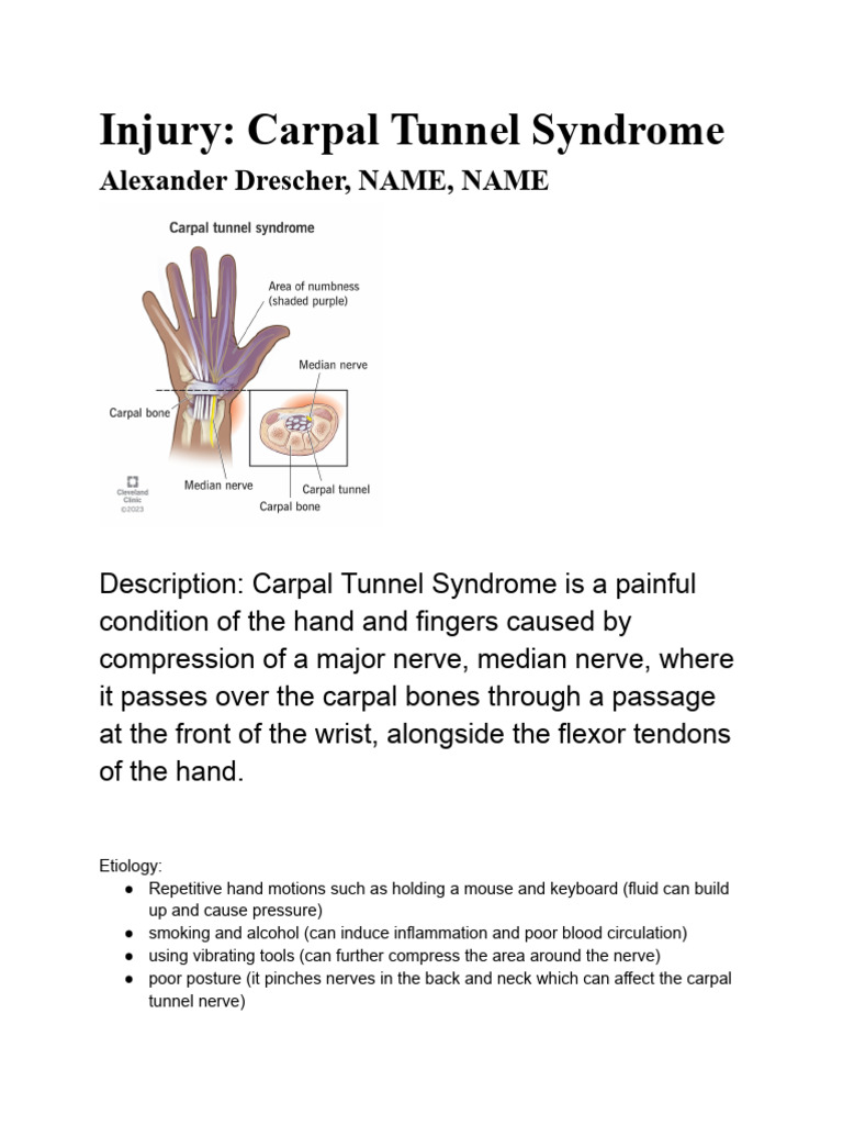 Injury - Carpal Tunnel Syndrome | PDF | Carpal Tunnel Syndrome | Hand