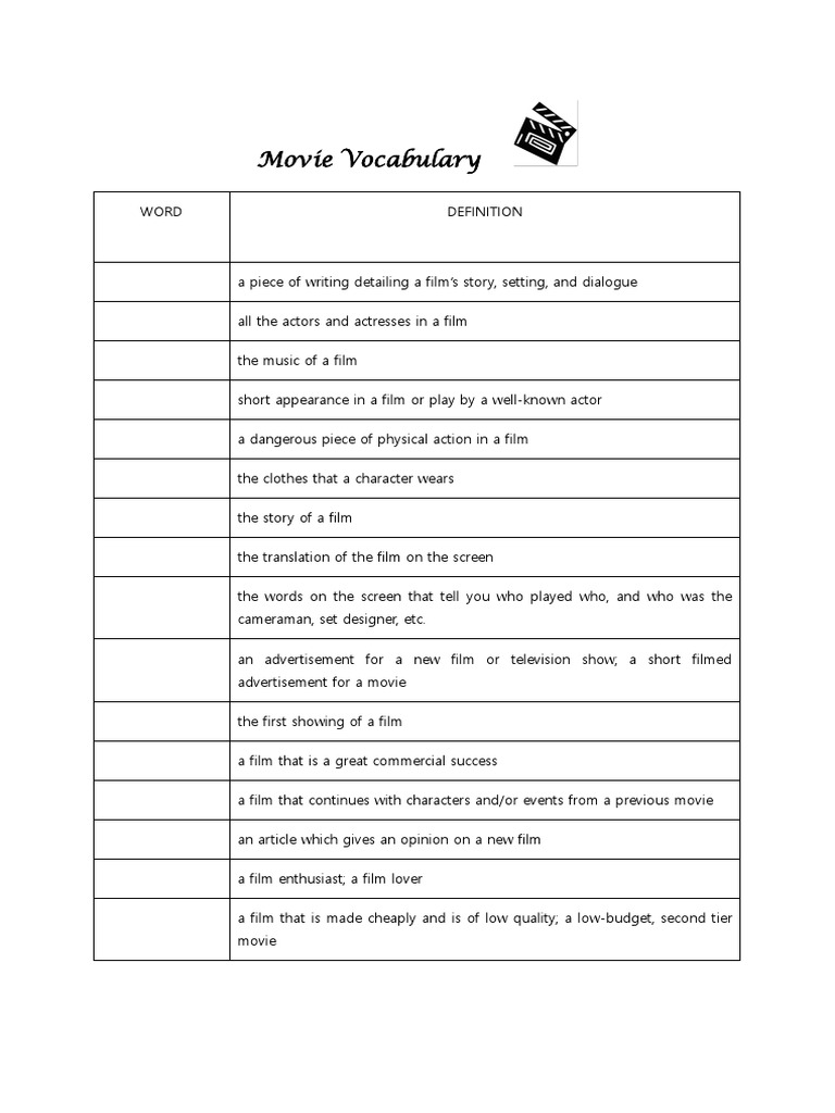 Essential Movie Vocabulary Guide | PDF