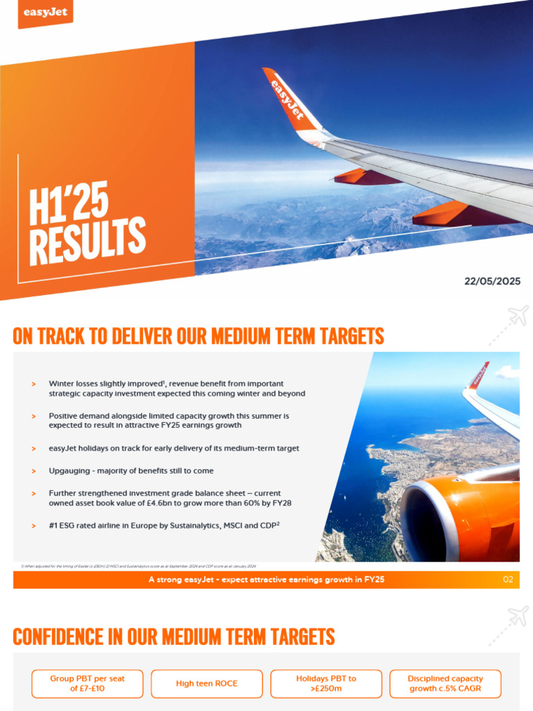 easyJet FY25 Earnings Growth Outlook | PDF | Airlines | Investing