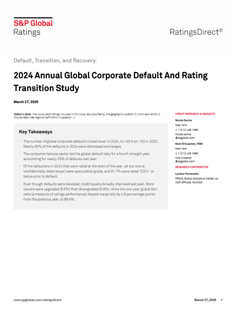 SP Default Rates % | PDF | Bond Credit Rating | Gini Coefficient