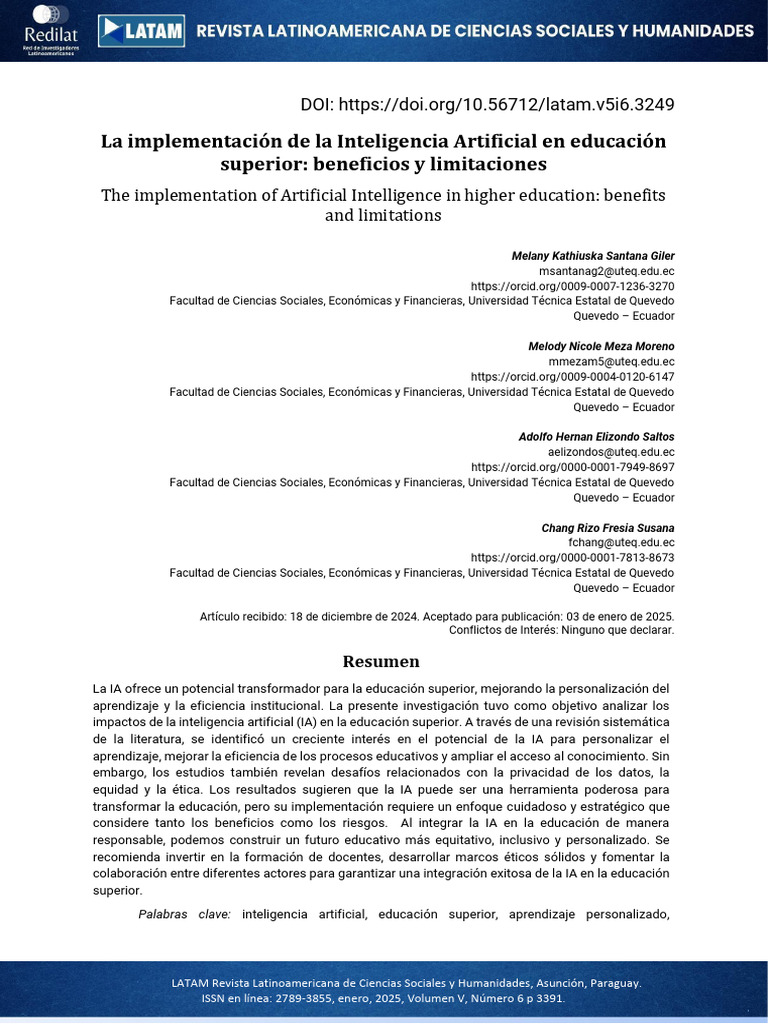La Implementación de La Inteligencia Artificial en Educación Superior ...