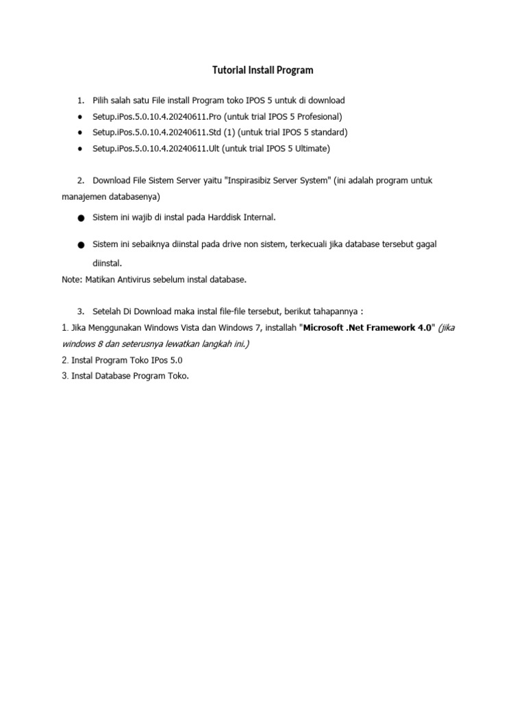 Tutorial Install Program | PDF